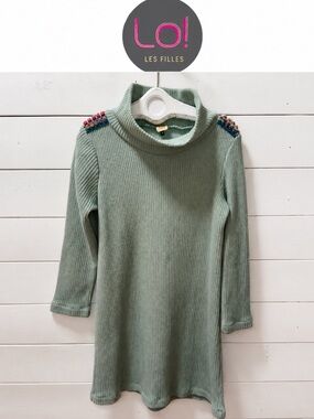 LO! LES FILLES Light Sage Knit Dress Size 46